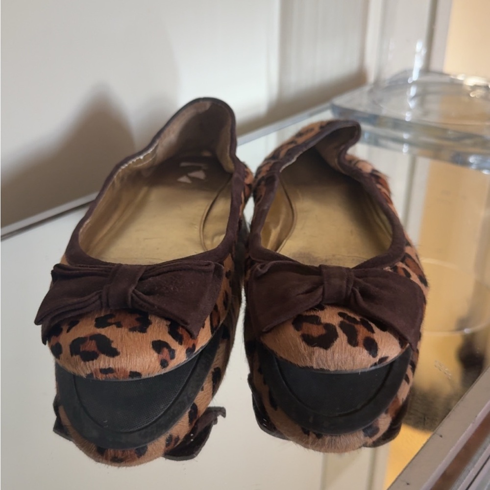 LAUREN RALPH LAUREN Leopard Print Flats with Bow Accent